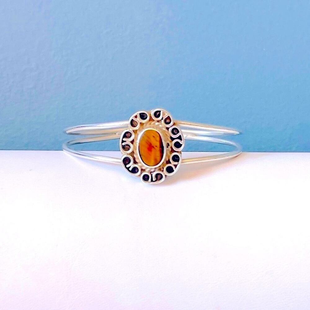 Bracelet Cuff Sterling Silver Vtg Southwestern Tiger Eye MEXICO